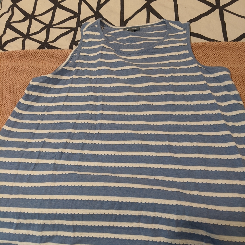 NWOT preppy blue scallop striped tank